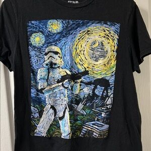 Star Wars Black Tee with Stormtrooper and Starry Night Design